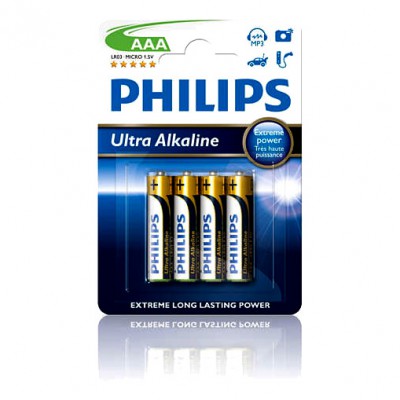 Philips Polska Sp. Z O.o. LR03E4B/10 PHILIPS BATERIE LR03 / AAA ULTRA ALKALINE B4 LR03E4B/10 8712581550363