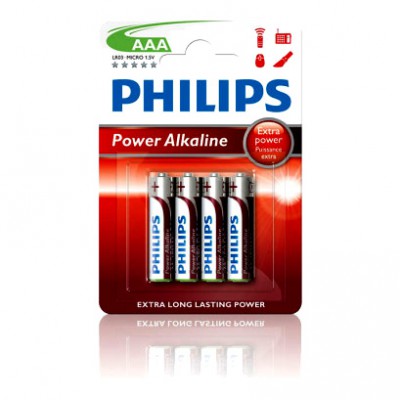 Philips Polska Sp. Z O.o. LR03P4B/10 PHILIPS BATERIE LR03 / AAA POWER ALKALINE B4 LR03P4B/10 8712581549824