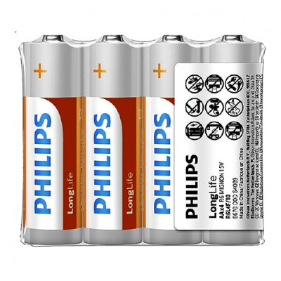 Philips Polska Sp. Z O.o. R6L4F/10 BATERIA PHILIPS AA LR6 LONGLIFE BLISTER 4SZT BATERIE POWER ALKALINE R6L4F/10 8712581549640