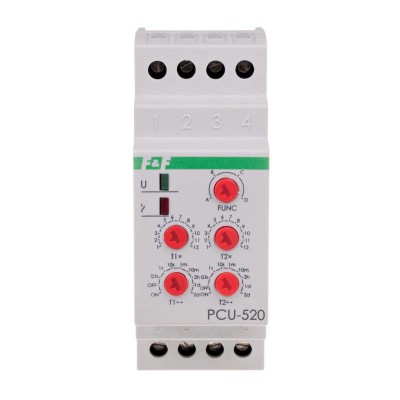 Przekaźnik czasowy 2x 8A 230V AC na szynę TH35 F&F