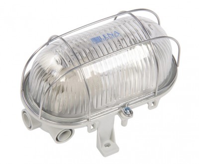 Oprawa kanałowa OVAL 1x60W E27 II klasa IP44 ze wzmocnioną siatką metalową Lena Lightning