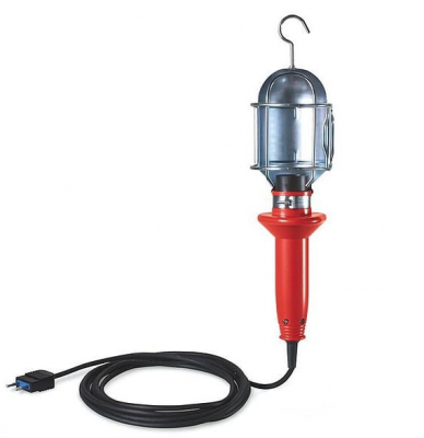 Lampa przenośna warsztatowa z ocynkowaną osłoną, gwintem E27 i przewodem 770.299 10m czerwono-srebrny Scame