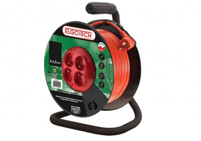 Przedłużacz bębnowy 4-krotny z uziemieniem 25M 3x1,5mm² + termik Pomarańczowy PZB-40-25Y ELGOTECH
