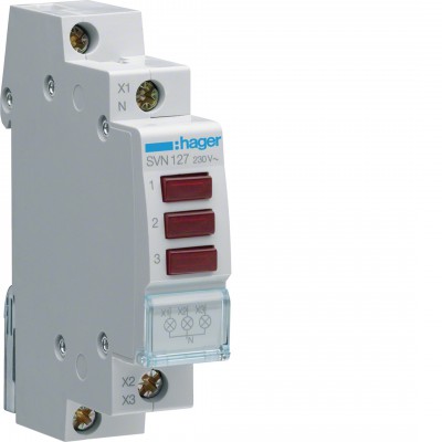 Lampka sygnalizacyjna LED 3x 230V AC 3x Czerwony HAGER