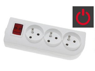 Gniazdo przenośne 3-krotne z uziemieniem + wyłącznik 16A 250V Biały ELGOTECH