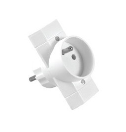 Rozgałęźnik 3-krotny 2x płaskie 1x okrągłe z uziemieniem 16A 250V Biały R-21 ELGOTECH