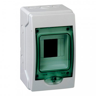 Schneider Rozdzielnica natynkowa Mini Kaedra 13957 IP65 4-Moduły N+PE /Szary - Drzwi zielone/ Szary