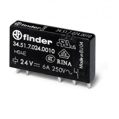 Rrzekaźnik miniaturowy Typ 34.51 6A 24V DC 1P montaż PCB lub do gniazd serii 93 Finder