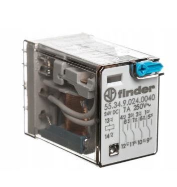 Przekaźnik przemysłowy Typ 55.34 7A 24V DC 4P do gniazd serii 94 z przyciskiem test Finder
