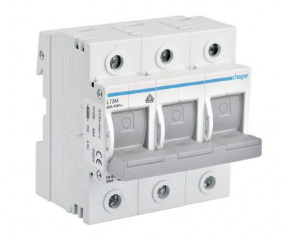 Modułowy rozłącznik bezpiecznikowy D02 63A 400V AC 110 / 220V DC 3P HAGER