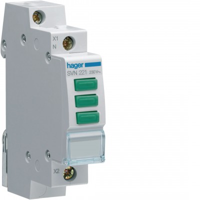 Lampka sygnalizacyjna LED 3x 230V AC 3x Zielony HAGER