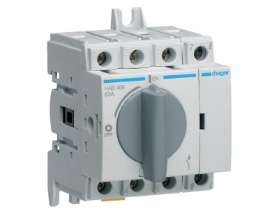 Modułowy rozłącznik izolacyjny obrotowy 63A 400V AC 4P HAB406 HAGER