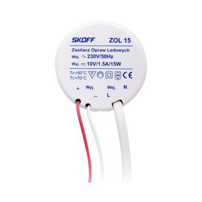 Zasilacz do opraw schodowych LED 15W 10V DC ZOL15 ZL-015-C-1-1-ML-PL-01 SKOFF