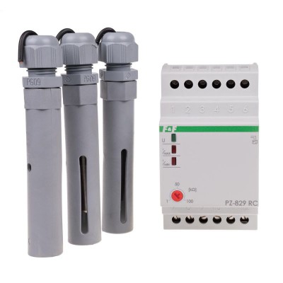 Przekaźnik kontroli poziomu cieczy 2x 16A 230V AC 3x sonda PZ 2 na szynę TH35 F&F