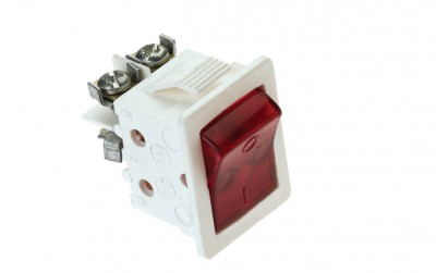 Łącznik kołyskowy 2-biegunowy 0-1 16A 250V podświetlany /Biały/Czerwony/ ELGOTECH