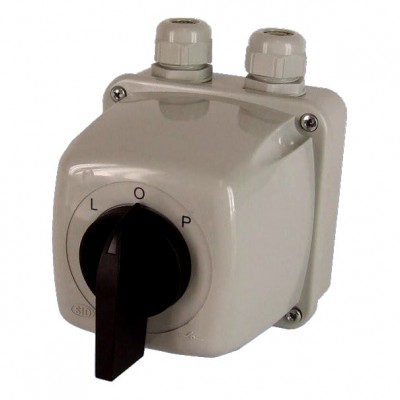 Elektromet Wyłącznik krzywkowy Łuk 40-43 L-0-P (lewo prawo) 40A IP44 w obudowie 924029 ELEKTROMET Szary