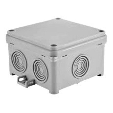 Simet SIMET Puszka instalacyjna naścienna, z dławnicą zintegrowaną, samozatrzaskowa, IP54 N 80x80F, 88X88X55MM, szary Kod: 35210002 Szary