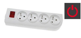 Gniazdo przenośne 4-krotne z uziemieniem + wyłącznik 16A 250V Biały ELGOTECH