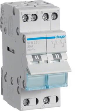 Przełącznik zasilania I-0-II przyłącze dolne 25A 2P SFB225 HAGER
