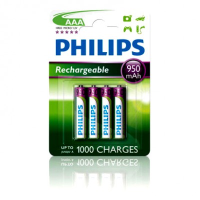 BATERIA PHILIPS AAA LR03 BLISTER 4SZT AKUMULATOR 950mAh Phil-R03B4A95/10 Signify