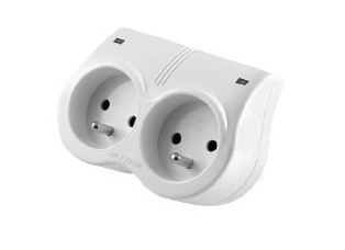 Rozgałęźnik przeciwprzepięciowy 2-krotny z uziemieniem 16A 250V Biały R-20F ELGOTECH