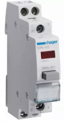 Łącznik przyciskowy 16A 1M 2Z 230V AC czerwony SVN432 HAGER