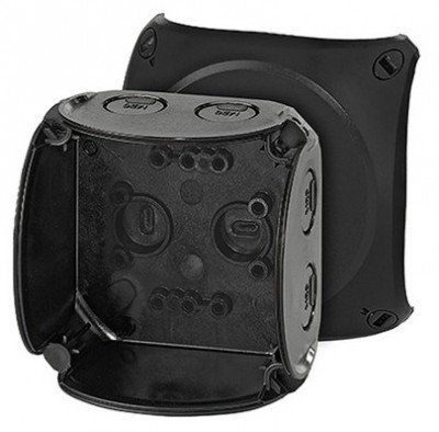 Puszka odgałęźna natynkowa IP66 z dławicami membranowymi KF 0200 B /93x93x62mm/ Czarny Hensel