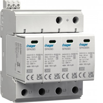 Ogranicznik przepięć T1+T2 B+C 4P 4M 12,5/50kA 1,5kV TNS HAGER