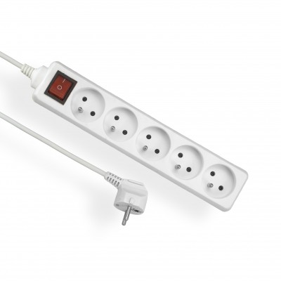 Przedłużacz przenośny 5-krotny z uziemieniem 1,5M 3x1mm² + wyłącznik Biały EPS-501,5W ELGOTECH