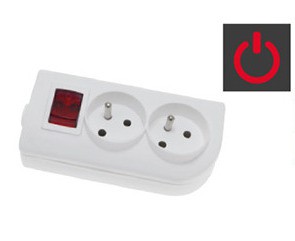 Gniazdo przenośne 2-krotne z uziemieniem + wyłącznik 16A 250V Biały ELGOTECH
