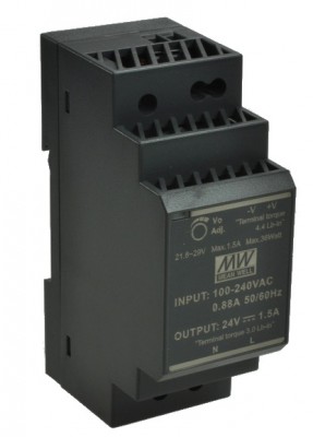 Zasilacz na szyne DIN HDR 30W 1.5A 85-264V AC -120-370V DC / 24V DC 2M MEAN WELL HDR-30-24 Pulsar