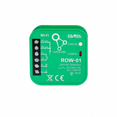 Odbiornik WI-FI dopuszkowy 1-kanałowy dwukierunkowy Supla ROW-01 ROW-01 Zamel