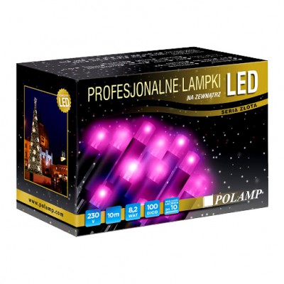 Polamp Polamp Lampki choinkowe LED fioletowe, fioletowy przewód - zewnętrzne POL-PLSL10M-PU-PU Fioletowy