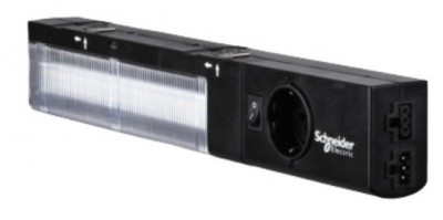 Lampa LED do szafy z gniazdem Schuko 10W 4000K 640lm /372x40x63mm/ Schneider