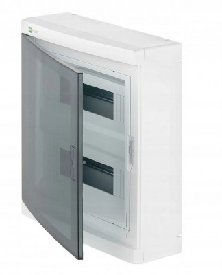 Rozdzielnica plastikowa natynkowa 24 moduły (2x12) N+PE IP40 350x310x104 drzwi dymne Biała 2425-01 Biały Elektro-Plast Nasielsk
