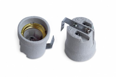 Oprawka ceramiczna E27 z uchwytem stalowym 4A F519L-E27 HLDR-E27-F 737733 RGB TECHNIK