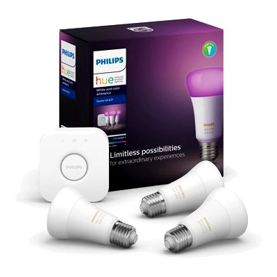 Philips Hue Zestaw startowy 3xE27 A60 9W RGB + Mostek Hue Bluetooth i Zigbee Signify