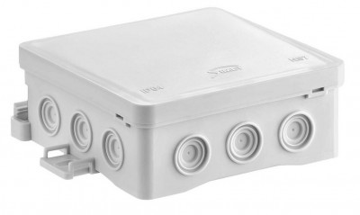 Puszka natynkowa hermetyczna IP54 z możliwością mocowania na hakach NS7 100x100x40mm Szary 35349102 Simet