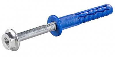Kołek ramowy poliamidowy FFS z krótką strefą rozporu z kołnierzem I wkrętem z łbem sześciokrotnym 10x80mm Niebieski R-FFS-N-10K080 FFS 10x80 RAWLPLUG