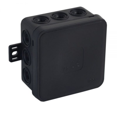 Puszka natynkowa hermetyczna IP54 odgałęźna V5 75x75x41mm Czarny 035-05 VIPLAST