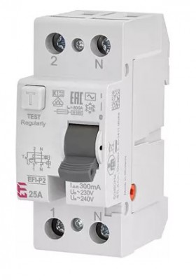 Wyłącznik różnicowoprądowy EFI-P2 A 25/0.3 25A 300mA 10kA 2P /Typ AC/ Eti