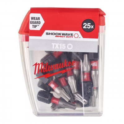 Milwaukee BIT SHOCKWAVE CD TORX TX15 25MM - 25 SZT 4932430873 Czarny