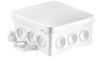 Puszka natynkowa hermetyczna IP54 z możliwością mocowania na hakach NS6 85x85x40mm Biały 35346106 Simet