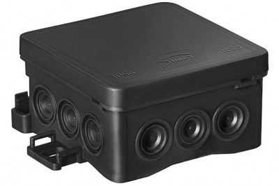 Puszka natynkowa hermetyczna IP54 z możliwością mocowania na hakach NS5 75x75x40mm Czarny 35360107 Simet