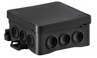 Puszka natynkowa hermetyczna IP54 z możliwością mocowania na hakach NS6 85x85x40mm Czarny 35346107 Simet