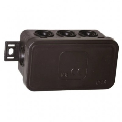 Puszka natynkowa hermetyczna IP54 odgałęźna V8 80x45x41mm Czarny 038-05 VIPLAST