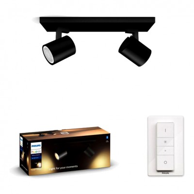 Philips HUE RUNNER Oprawa 2xReflektor SPOT LED Czarny 2xGU10 + Ściemniacz ZigBee + Bluetooth Signify