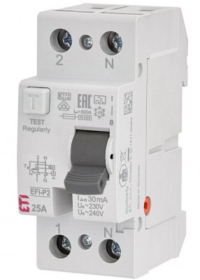 Wyłącznik różnicowoprądowy EFI-P2 A 25/0.3 25A 300mA 10kA 2P /Typ A/ Eti