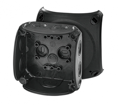 Puszka natynkowa odgałęźna IP66 z dławnicami membranowymi DK 0202 B /93x93x62mm/ Czarny Hensel