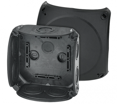 Puszka natynkowa odgałęźna IP66 z dławnicami membranowymi DK 0600 B /130x130x77mm/ Czarny Hensel